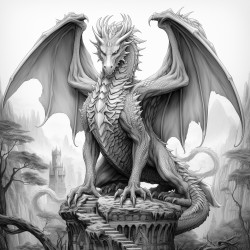 large winged dragon that is intricately detailed