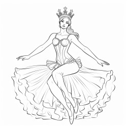 ballerina wearing a crown arms in fifth position en pointe with toe on one knee