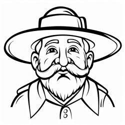 old man fishing in a wide brim fishing hat and no facial hair