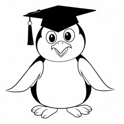 a penguin with a graduation cap