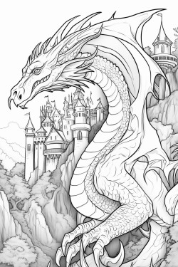 coloring dragon forest castle