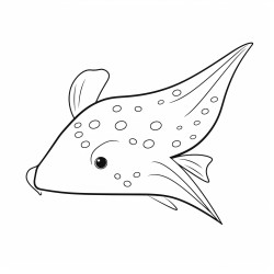 kids coloring page with sting ray black and white simple line art style minimalist drawing white background style raw