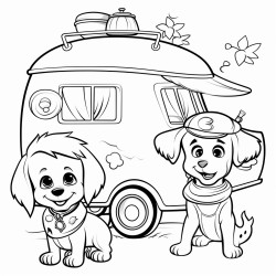 wohnmobil mit lterem paar mit hund