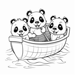 panda in a row boat