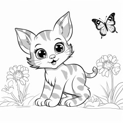 a playful kitten chasing butterflies