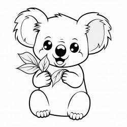 koala bear that is eating eucalyptus leaves and looks satisfied