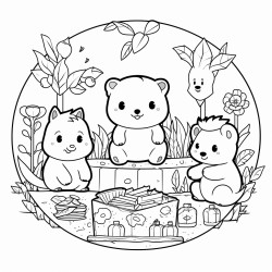 investment garden with cute animals holding business items write different colors in the spots to color
