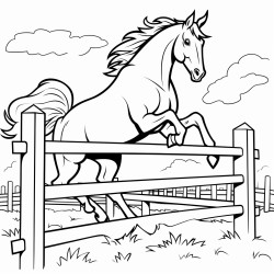 horse jumping a fence