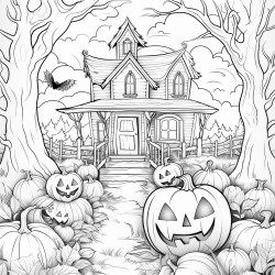 halloween pumpkin with a hunter house