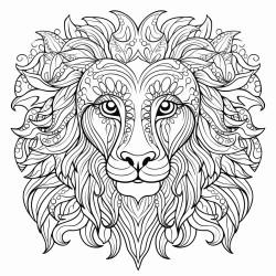stress relief adult coloring page with lion patterns and many more for relaxation clear lines