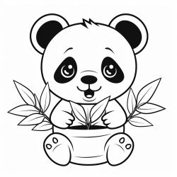 oso panda con tallo de planta