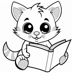 a cat reading a book