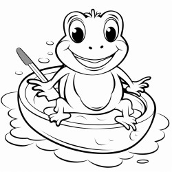 a frog riding a rubber ducky