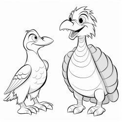 turtle with clear shell talking to a big bird