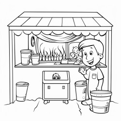 tradeshow booth with a dumpster fire inside