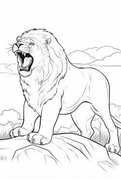 a lion roaring on the hill
