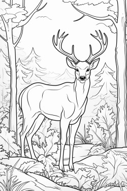 une foret un cerf et une rivire