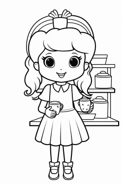 black and white cartoon simple line art kids coloring book