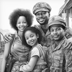 african american veterans reuniting with their family with kids emphasizing the human side of service