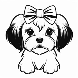 shitzu puppy with small bow on its head
