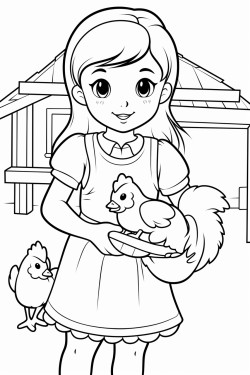 girl with chickens
