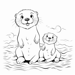 mommy and son otter holding hands