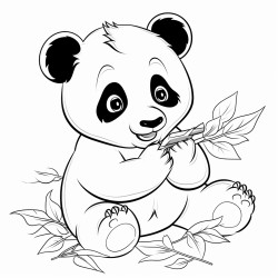 a panda eating leaves