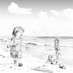 kids playing at the beach