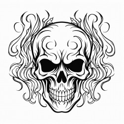 skull in flames tattoo