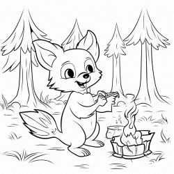 a fox putting out fires in the forest