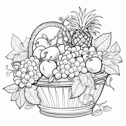 a basket overflowing with various fruits like strawberries oranges and grapes