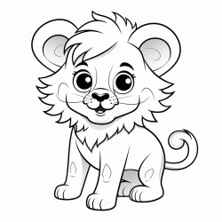 a cute  lion  coloring bookvector white background black and white black drawing