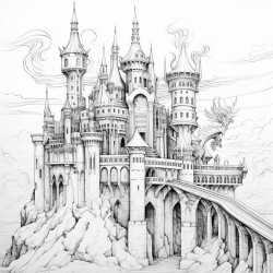 gothic castle with a dragon