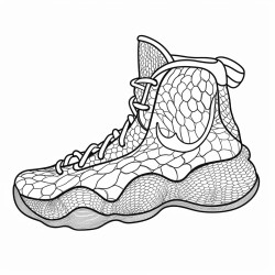 a basketball shoe featuring a snake skin pattern and a scaly texture