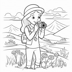 make a coloring page about photography for 4th graders