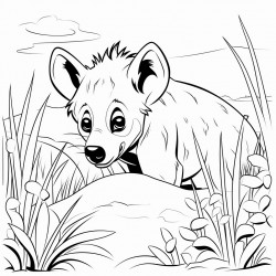 hyena playing hide and seek hiding behind something