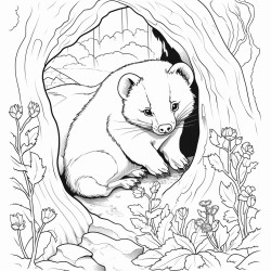 a badger poking its head out of its burrow