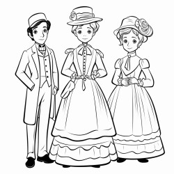 3 empty characters dressed like in the 19th century