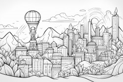 an image showing a growing economy with some positive and negative impacts of growth