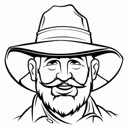 old man fishing in a wide brim fishing hat and no facial hair