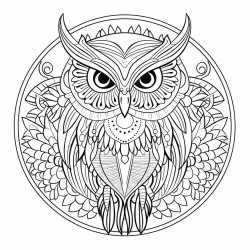 mandala with owl facing forward