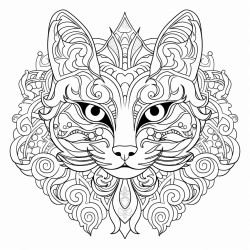 colorful cat mandala pattern