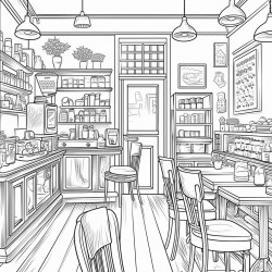 cute coffee shop interior view