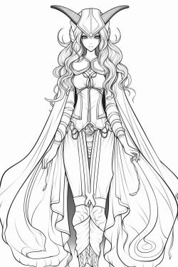 tiefling with hooves anime style with a long dress and a longer robe with a hood long wavy hair
