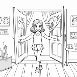 a dancer in a studio with a welcome back sign