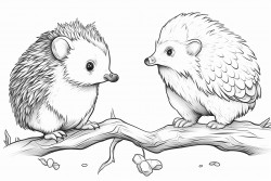 cute hedgehog and bald eagle