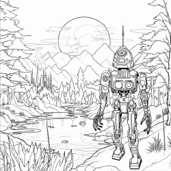 bug robot on another planet at sunset in the woods