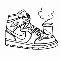 a basketball shoe featuring a coffee cup design and a caffeinated theme