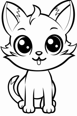 create anime kitty simple happy big eyes on a farm