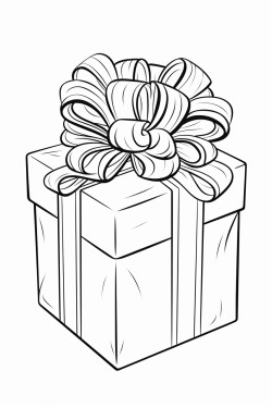 one large present with a big bow on top solid white background
